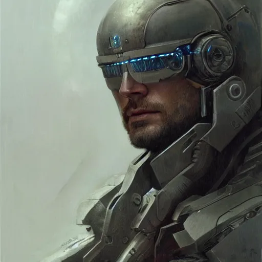 Image similar to henry cavill as a realistic scifi cyberpunk knight, full body art by donato giancola and greg rutkowski, realistic face, digital art, trending on artstation, skull helmet, symmetry!!!