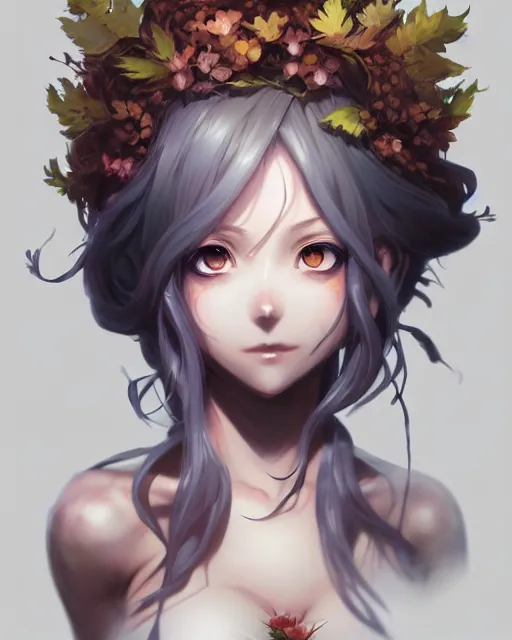 Image similar to character concept art of an anime dryad | | cute - fine - face, pretty face, realistic shaded perfect face, fine details by stanley artgerm lau, wlop, rossdraws, james jean, andrei riabovitchev, marc simonetti, and sakimichan, tranding on artstation