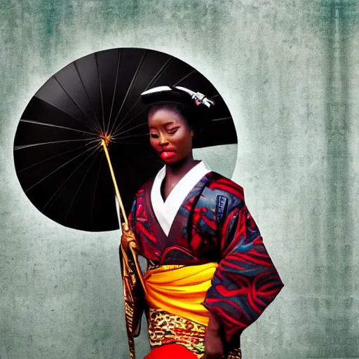 Prompt: African geisha mistery photography