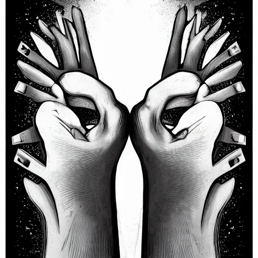 Image similar to a photoillustration of hands ripping a heart in two broken pieces, sadness, dark ambiance, an album cover by Godfrey Blow, featured on deviantart, lyco art, artwork, poster art