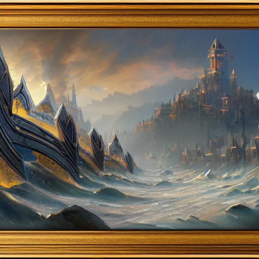 Prompt: a beautiful painting of demacia, high resolution, wide angle.