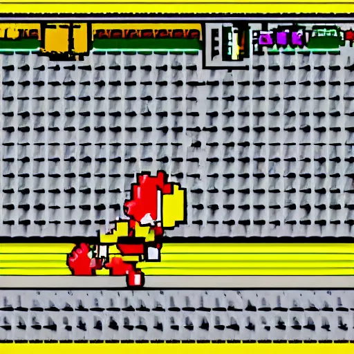 Image similar to new megaman enemy 'chickenman' who has the power of shooting eggs at you, nes 8bit graphics design, high quality detail, Nintendo campcom game design, clean screenshot upload, bright colours