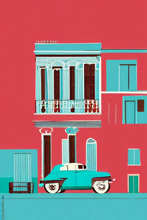 Image similar to cuba, illustration, in the style of katinka reinke