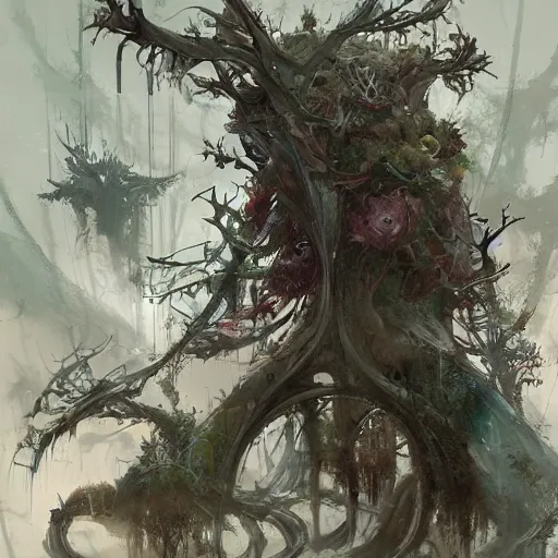 Prompt: ellen jewett, haunted forest, concept art