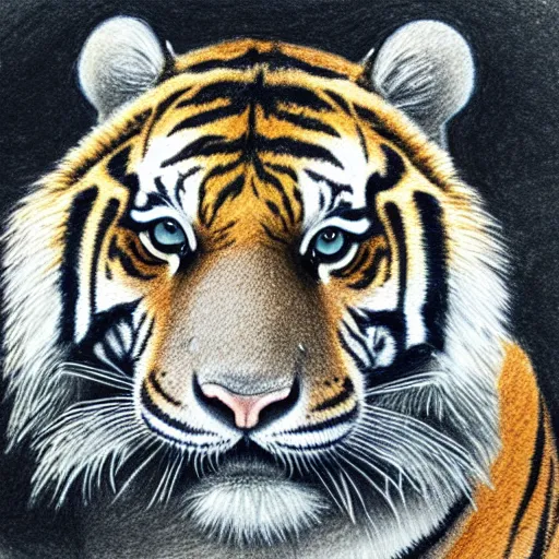 Image similar to color pencil drawing of a tiger