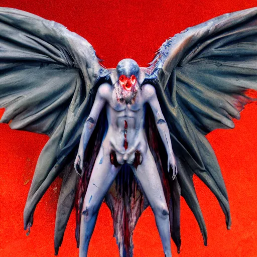 Prompt: 4K headshot of mothman with defined hands and bloody clothes with giant wings , intricate face , flawless anime cel animation by Kentaro Miura,psychedelic , highly detailed upper body , professionally post-processed , beautiful, scary, symmetry accurate features, epic, octane rendered, anime masterpiece, accurate