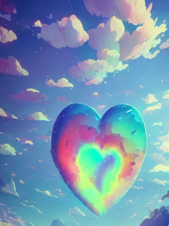 Prompt: a ultradetailed beautiful matte painting of the prismatic heart absorbing the wonderful colors of the emotion around it, anime art, high resolution 4 k, by makoto shinkai and beeple