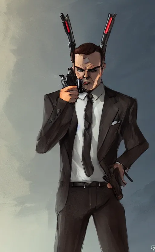 Image similar to a jackrabbit as a hitman, suit and tie, with silenced gun, dynamic lighting, fantasy concept art, trending on art station, stunning visuals, creative, cinematic, ultra detailed