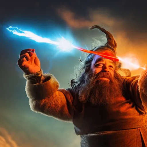 Prompt: a dwarf shooting a kamehameha blast, 4 k, hyper realistic, dslr, high resolution, landscape, beautiful