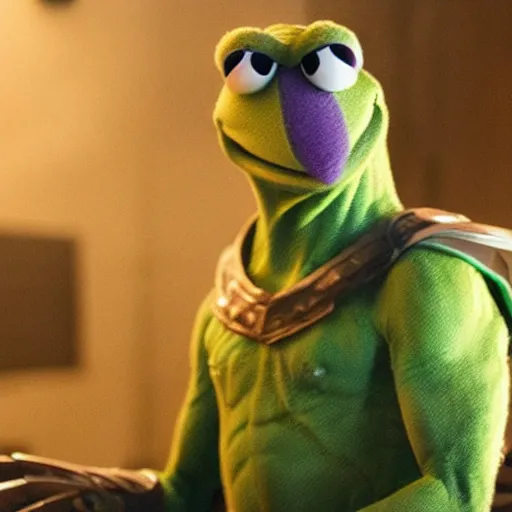 Image similar to photo of Kermit the frog as Thanos in averngers movie