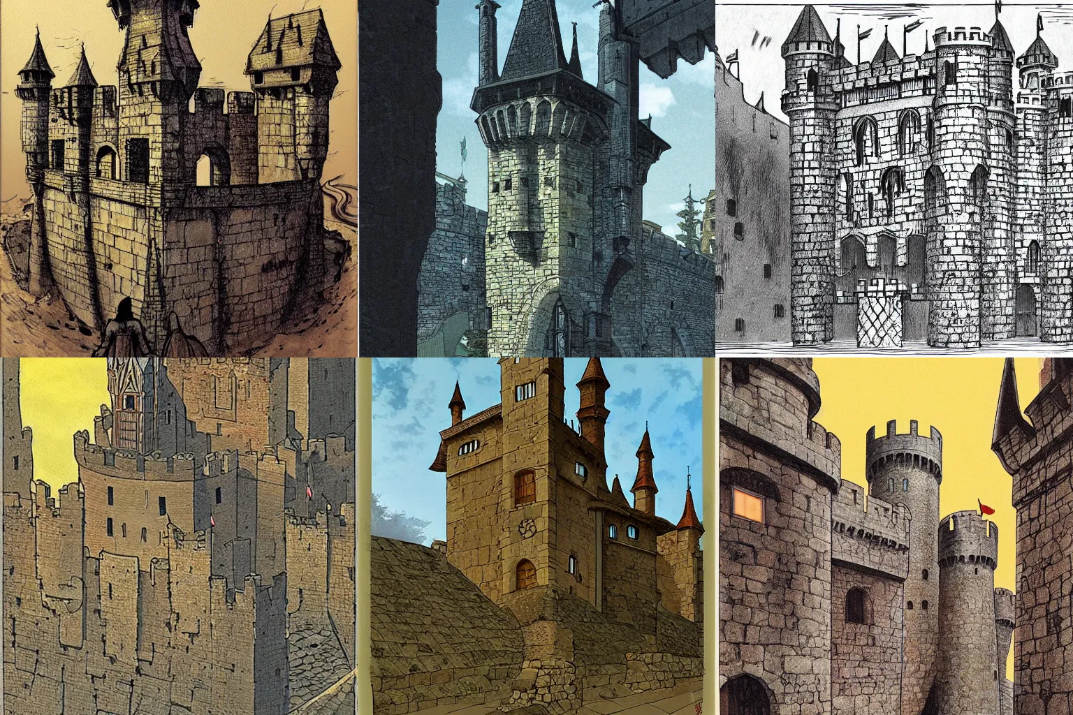 Prompt: medieval castle, by Satoshi Kon