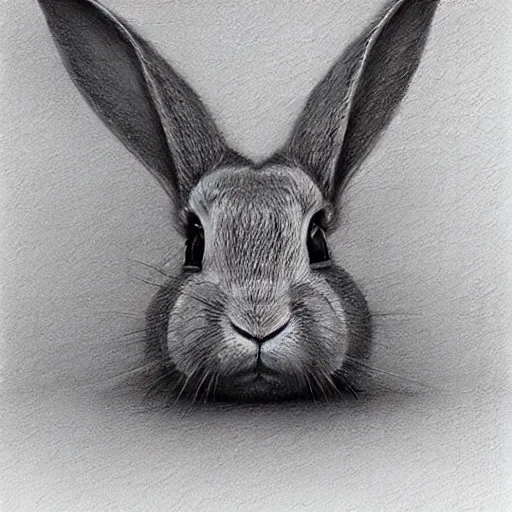 Image similar to rabbit face only, pencil drawing, pastel, by marc simonetti