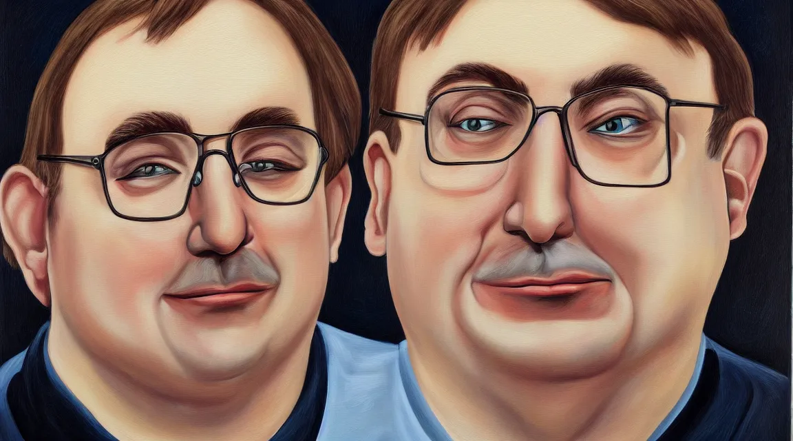 Image similar to portrait of Linus Torvalds painted by fernando botero