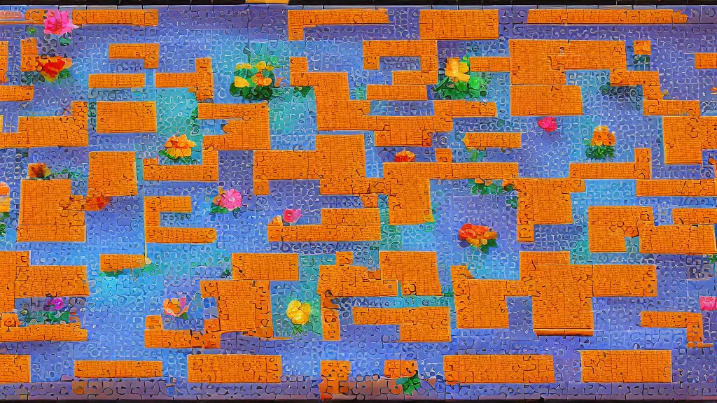 Image similar to quantum wavetracing overbearing apricot isometric puzzle game, intricate design apricot