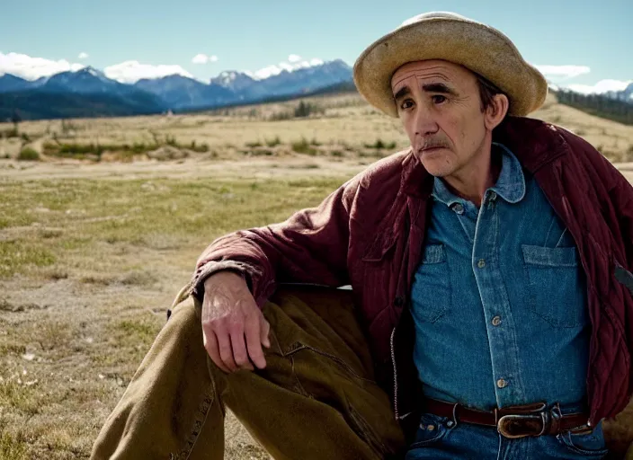 Image similar to First image from Kelly Reichardt's new film Blackadar, starring Mark Rylance as a thrill-seeking alcoholic retiree in a mountain town in 1970s Idaho. Cinematography by Dan Laustsen, shot on Kodak Vision 200T. 8k print.
