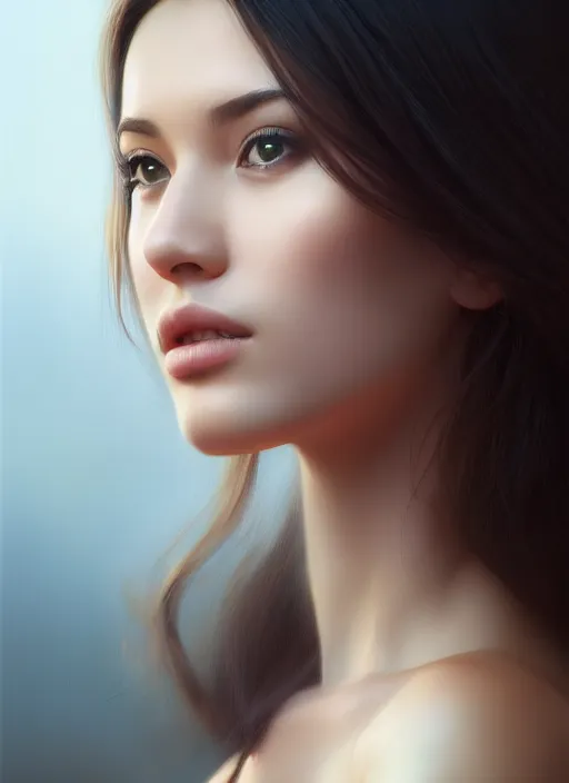 Image similar to photo of a gorgeous young woman in the style of stefan kostic, realistic, sharp focus, 8k high definition, insanely detailed, intricate, elegant, art by stanley lau and artgerm