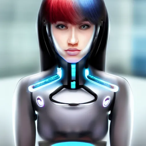 Prompt: a hyperrealistic cyber girl