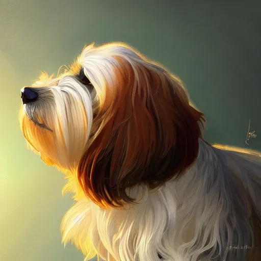 Image similar to beautiful detailed picture of a havanese dog, radiant light, art nouveau, intricate, elegant, highly detailed, my rendition, digital painting, artstation, concept art, smooth, sharp focus, illustration, art by artgerm and greg rutkowski and alphonse mucha