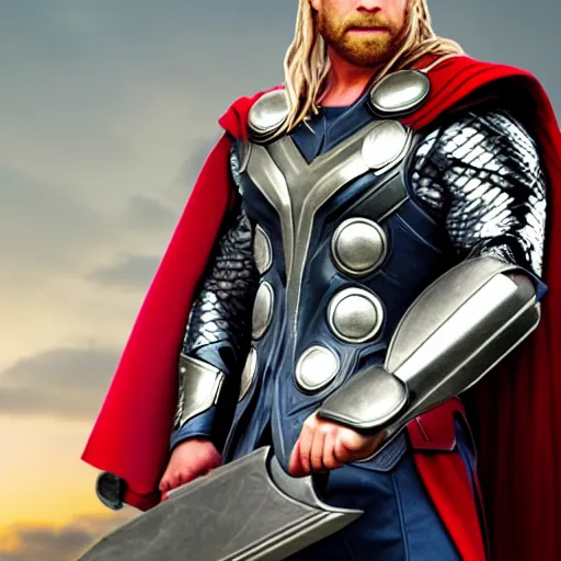 Image similar to thor holding weapon