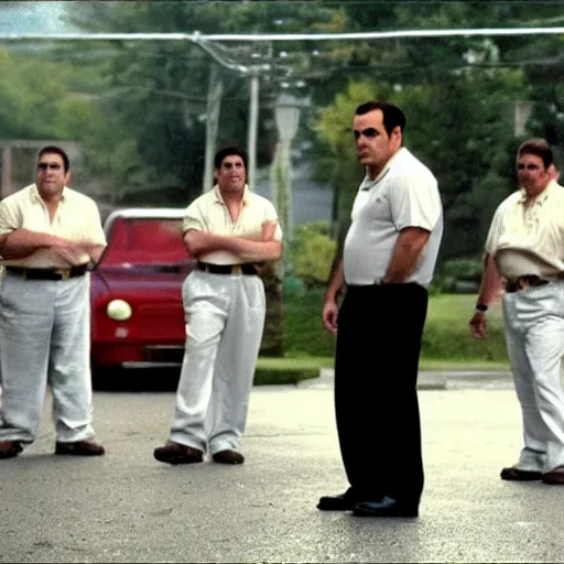 Image similar to mario in an episode of the sopranos ( 1 9 9 9 ), 4 k, cinematic, hbo, screencap, realistic, the sopranos, film footage