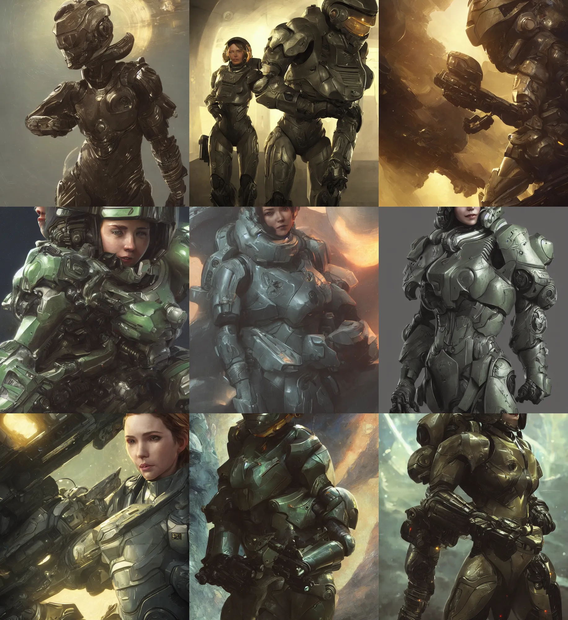 Prompt: female master chief, hyper detailed, dynamic background, digital art, trending in artstation, cinematic lighting, studio quality, smooth render, unreal engine 5 rendered, octane rendered, art style by klimt and nixeu and ian sprigger and wlop and krenz cushart