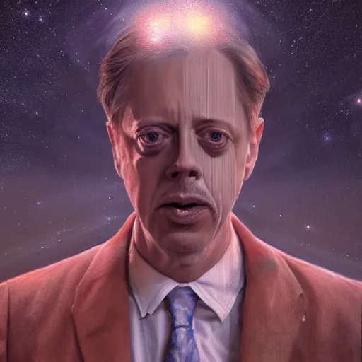 Image similar to hyperrealistic mixed media high resolution painting of a Steve Buscemi traversing through space complex potential flow, stunning 3d render inspired art by István Sándorfi and Greg Rutkowski and Unreal Engine, perfect symmetry, dim volumetric lighting, 8k octane beautifully detailed render, post-processing, extremely hyper-detailed, intricate, epic composition, highly detailed attributes, highly detailed atmosphere, cinematic lighting, masterpiece, trending on artstation, very very detailed, masterpiece, stunning, flawless structure, lifelike texture, perfection,