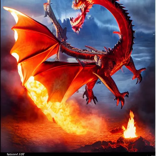 Image similar to Daenerys Targaryen breathing fire dragon Sydney burning w-768