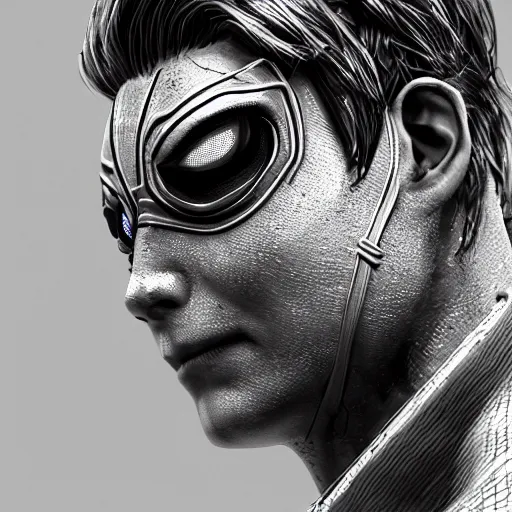 Prompt: Peter Parker as Spiderman , beaten face , heavy rain ,dramatic, intricate, highly detailed, concept art, smooth, sharp focus, illustration, Unreal Engine 5, 8K