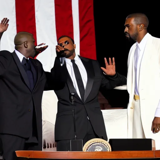 Image similar to WASHINGTON (AP) Kanye West sworn in as President, January 20th, 2024