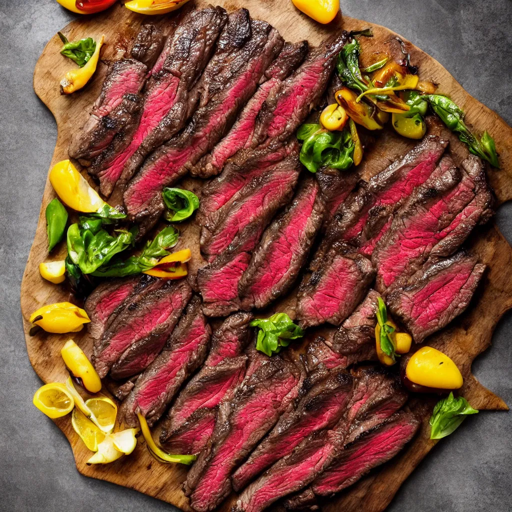 Prompt: a delicious steak, food photography