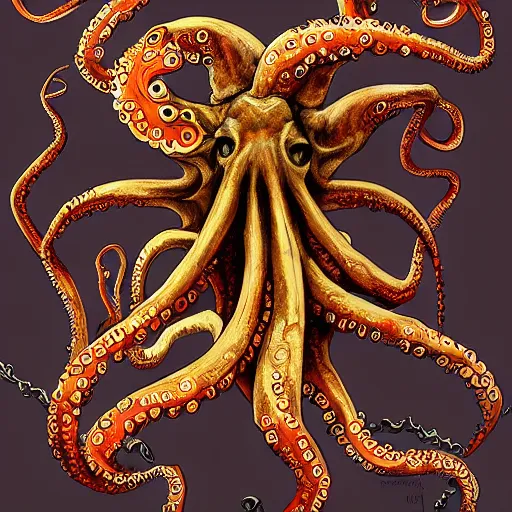 Image similar to zombified tribal octopus, trending on artstation, ultra fine detailed, hyper detailed, hd, concept art, digital painting