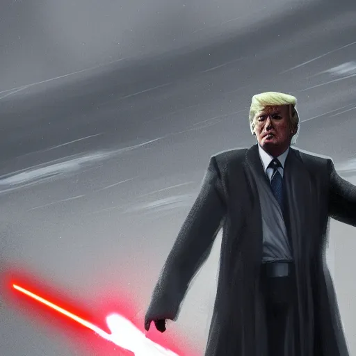 Image similar to Donald Trump as a jedi, post-apocalyptic, capitol hill, wlop, artstation, landscape, dark, atmospheric