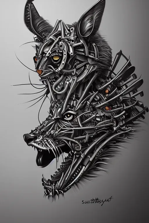 Image similar to detailed portrait artwork of a biomechanical lynx by subjekt zero