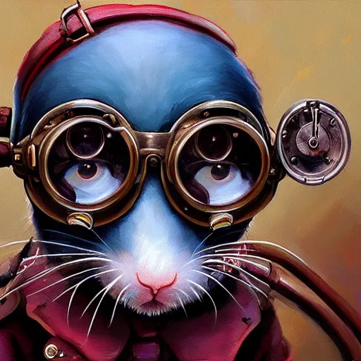 Image similar to a rat with steampunk googles, by RHADS