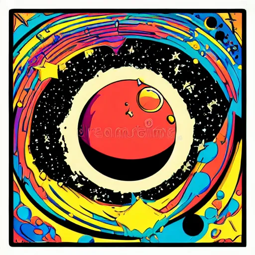 Image similar to 2 planet collapse particle fusion element macro cosmic art by butcher billy, sticker, colorful, illustration, highly detailed, simple, smooth and clean vector curves, no jagged lines, vector art, smooth andy warhol style