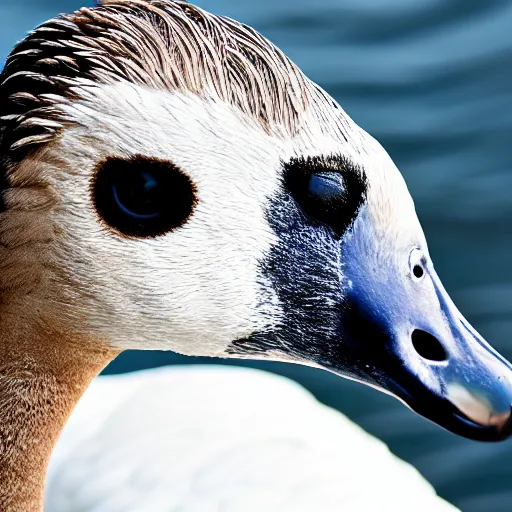 Image similar to closeup portrait of a goose with the head of ryan gosling, natural light, sharp, detailed face, magazine, press, photo, steve mccurry, david lazar, canon, nikon, focus