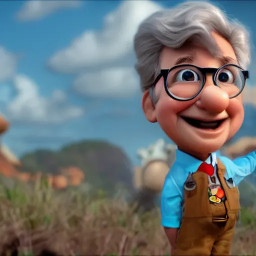 Image similar to steven spielberg as a pixar disney character from up 2 0 0 9 unreal engine octane render 3 d render photorealistic