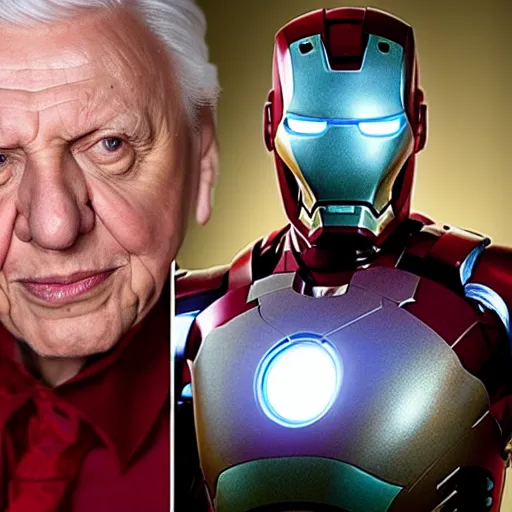 Image similar to Sir David Attenborough as Iron Man