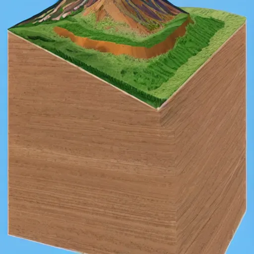 Image similar to cross section of a mountain, detailed.