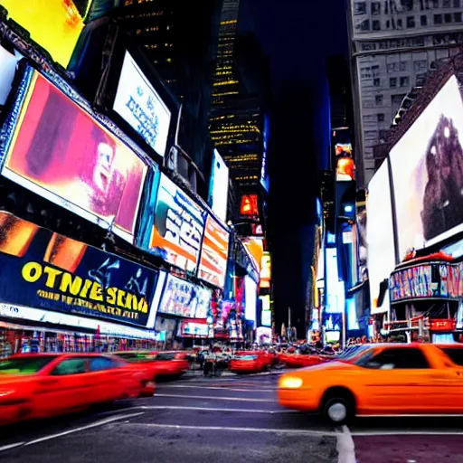 Image similar to electric Lion in new york times square, award winning photo