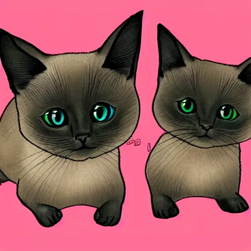 Image similar to chibi siamese cat digital art