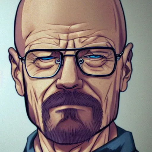 Prompt: walter white as an anime character, extremely detailed, portrait,