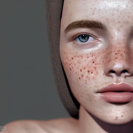 Image similar to portrait of a cute thin young woman, red blush, cute freckles wearing casual clothes, small smile, relaxing on a couch, cozy under a blanket, cozy living room, close up shot, 8 k, art by diego fazio and irakli nadar, hyperrealism, hyperdetailed, ultra realistic