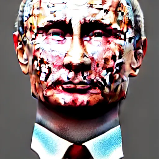 Image similar to Detailed portrait of Vladimir Putin close to reality 2022, in game style 8k wearing only pants with bare torso and small belly and sagging old skin,