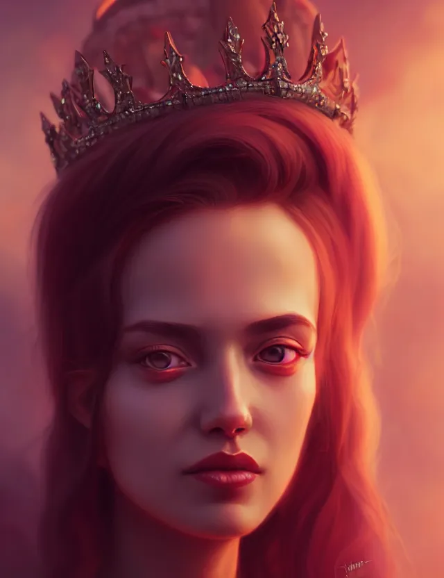 Prompt: blurred background. close-up portrait of a goddess in crown, by Artgerm and Afarin Sajedi and Alena Aenami. octane render. superrealism