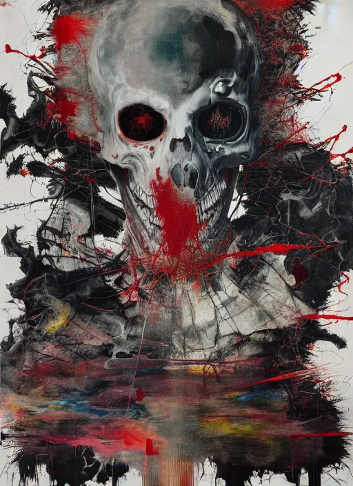 Image similar to i have become death the destroyer of worlds, a brutalist designed, gothic, rich deep colors, painted by francis bacon, adrian ghenie, james jean and petra cortright, part by gerhard richter, part by takato yamamoto. 8 k masterpiece