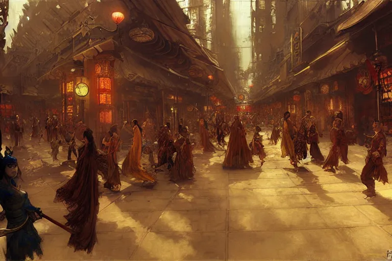 Prompt: wuxia, steampunk city, painting by gaston bussiere, craig mullins, j. c. leyendecker