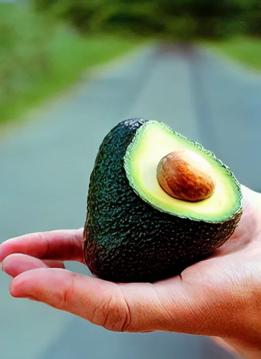 Prompt: photo avocado in a hand cameraphone soft focus