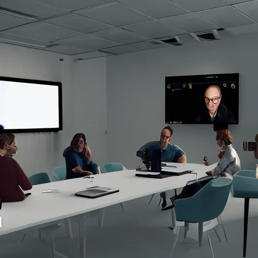 Prompt: bee group video conference, photorealistic, octane render, rtx, hdr, unreal engine, digital art widescreen 8 k