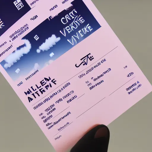 Image similar to graphic design of pale pink airline tickets to the metaverse, alien ar code and e - ink display